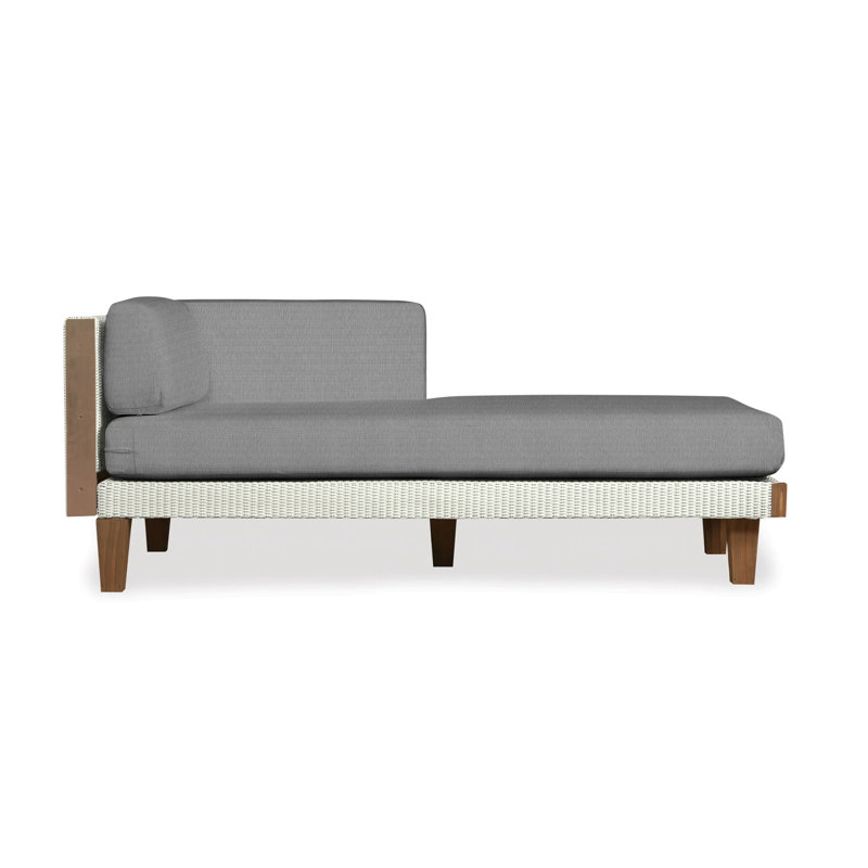 Catalina Outdoor Teak Chaise Lounge, Sailcloth Seagull, Ivory