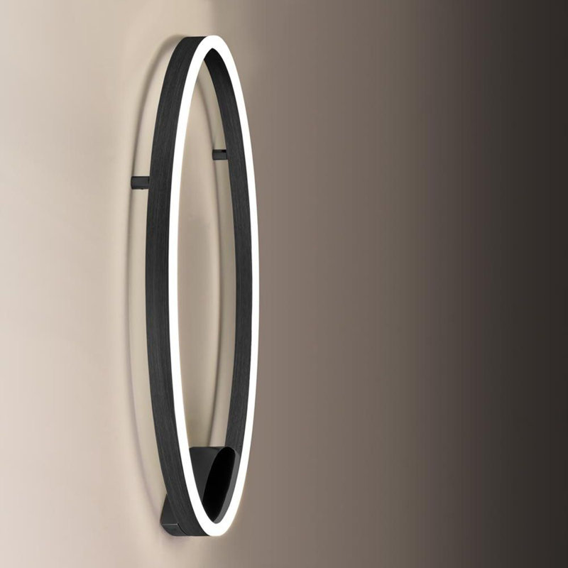 LED ring wall and ceiling light, dimmable, modern, round, Black, 5.5cm H x 80cm W x 80cm D