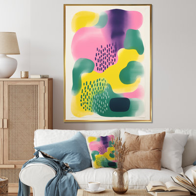 Collages abstraits jaunes et verts - Reproduction d'art abstrait mural