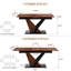 Table de salle à manger Scratch - extensible + placage en bois massif, base en métal en croix, table rectangulaire extensible en noyer foncé pour agencement de cuisine, plateau de table, pieds