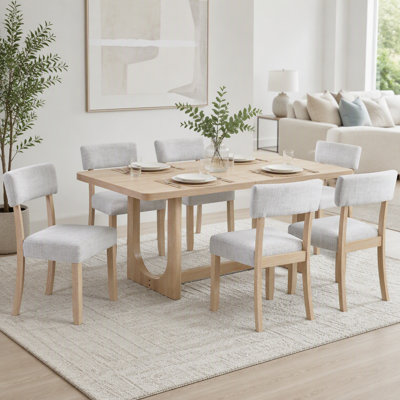 7-Piece Modern Dining Set with U-Shaped Base