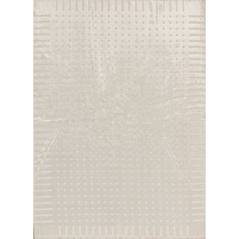 Tapis blanc de haute qualité noué à la main, Rectangle 5 pi 8 po x 7 pi 10 po
