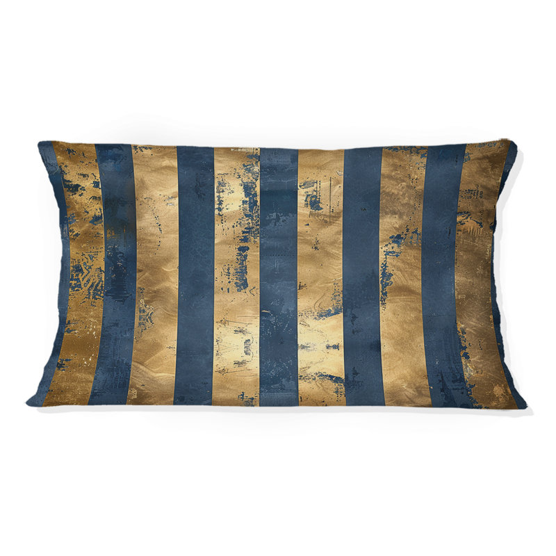 Coussin lombaire glamour Pinstripe I - Glam, Bleu / doré