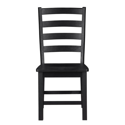 2 chaises d'appoint en bois Blandford pour salle à manger, style décontracté à finition noire avec une capacité de poids de 250 lb et une hauteur totale de 38,5 po en noir, ensemble de 9,75 po