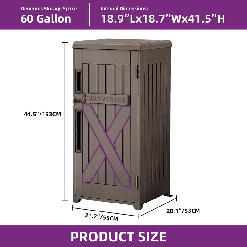 60-Gallon Delivery Storage Box, Brown