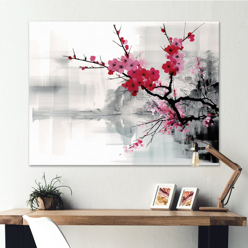 Asian Art Sumi Lake II, reproduction d'art sur toile, H 16 po x l 32 po x P 1 po, Toile tendue