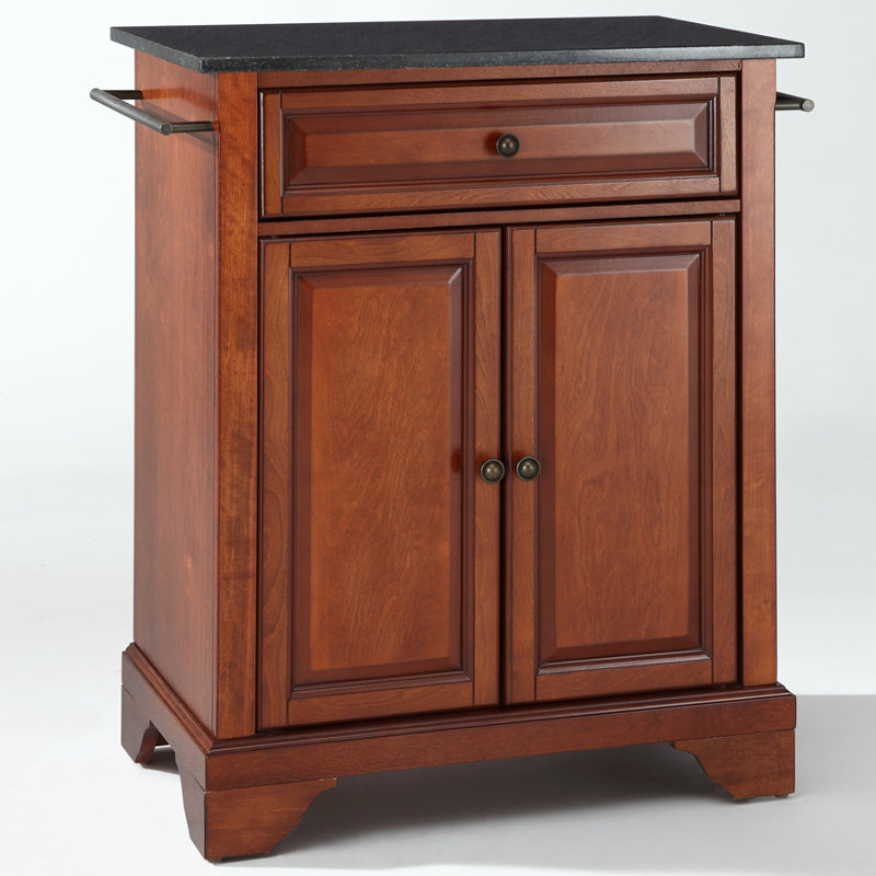 Hedon Granite Top Kitchen Cart, Classic Cherry