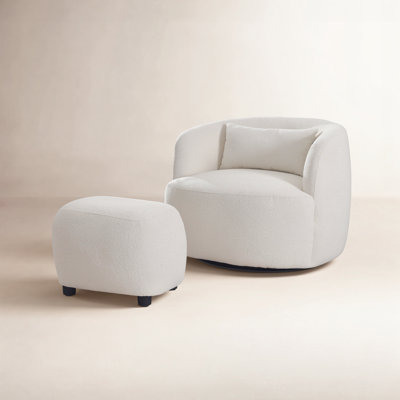 Aria Upholstered Swivel Armchair with Ottoman