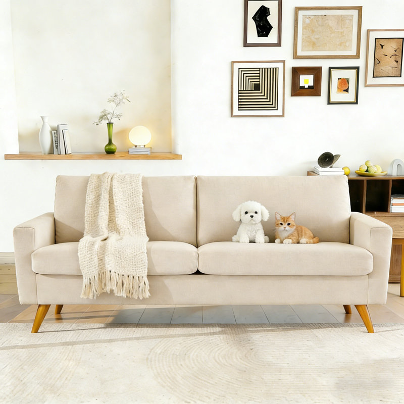 Canapé 68 po Mid-Century Modern, Beige