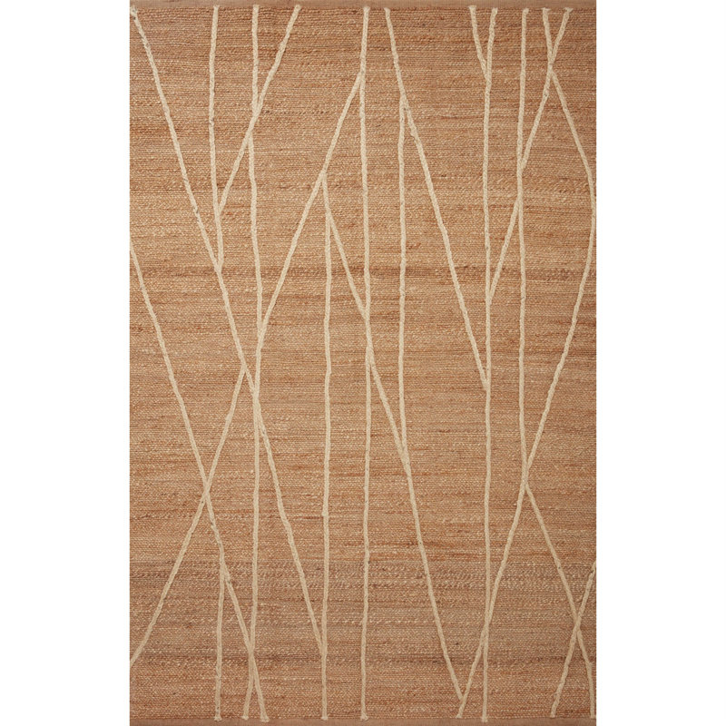Bement Geometric Handmade Natural/Ivory Area Rug, Rectangle 2' x 5'