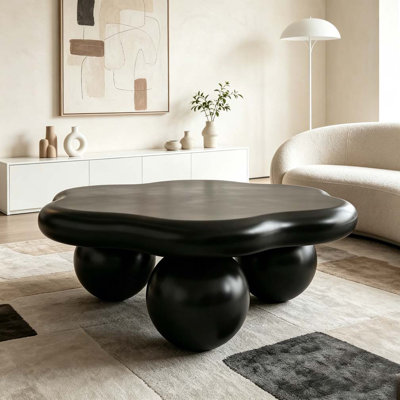 Table basse 35 "en forme de nuage, table basse minimaliste moderne en forme de pétale avec pieds sphériques