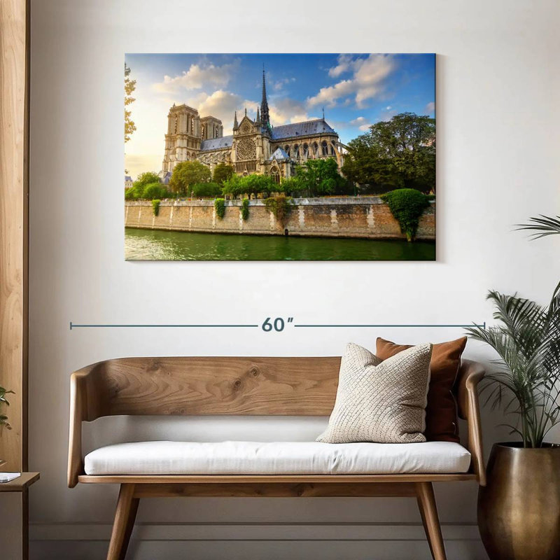 Ravi Notre Dame au bord de la rivière, H 30 po x l 45 po