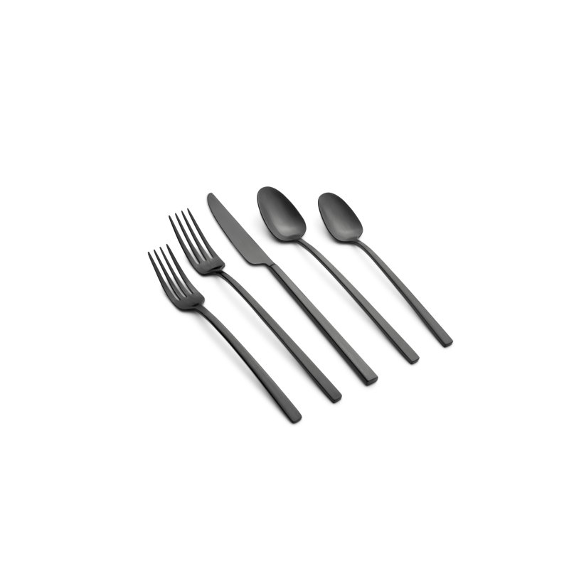 Loretta 20-Piece Stainless Steel Flatware Set, Black Satin