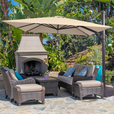 Dajaha 120'' x 120'' Rectangular Cantilever Umbrella with Crank Lift , Counter Weights Included