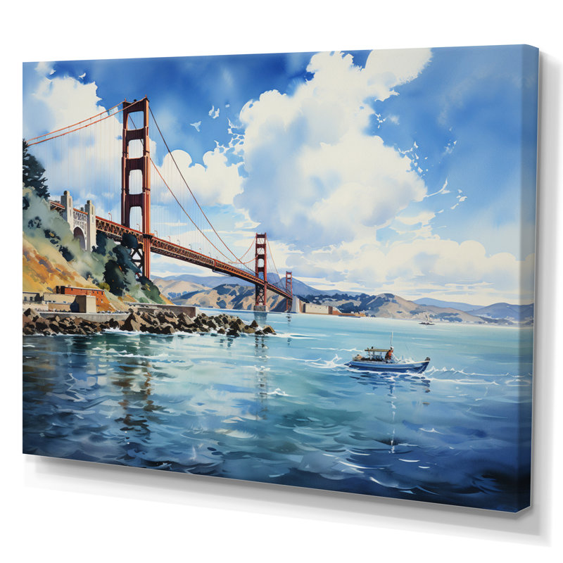 «Blue Bridge Architectural Marvel II», reproduction d'art sur toile, H 16 po x l 32 po x P 1 po, Toile tendue