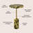 Hedda Art Deco 23.5" Round Pedestal Drink Table, Gold Iron Candlestick Accent Table with Yellow and Black Mosaic Top and Cylinder Base