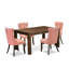 Ensemble de table de salle à manger 5 pièces comprenant une table de cuisine rectangulaire en bois rustique et 4 chaises, Jacobean patiné-1895064588