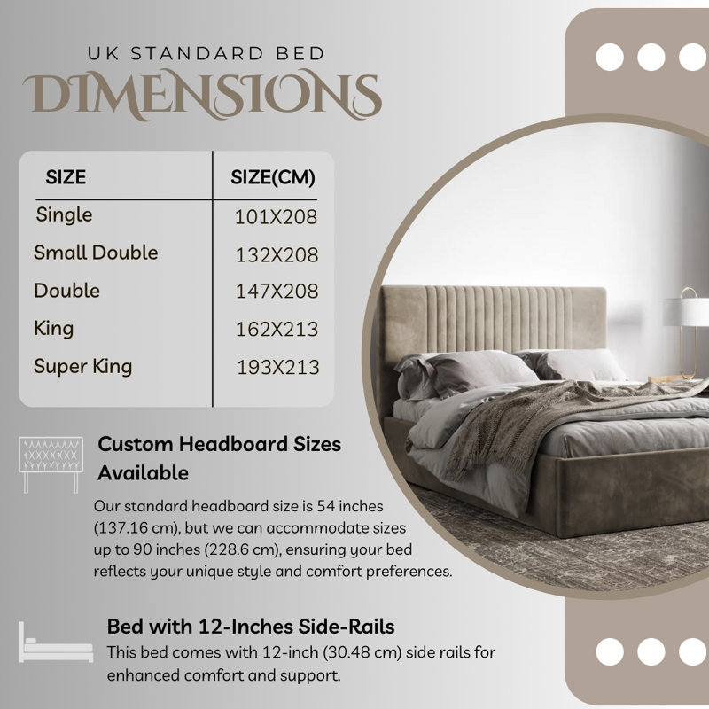 Upholstered Ottman Storage Bed Frame, Small Double (4'), Beige