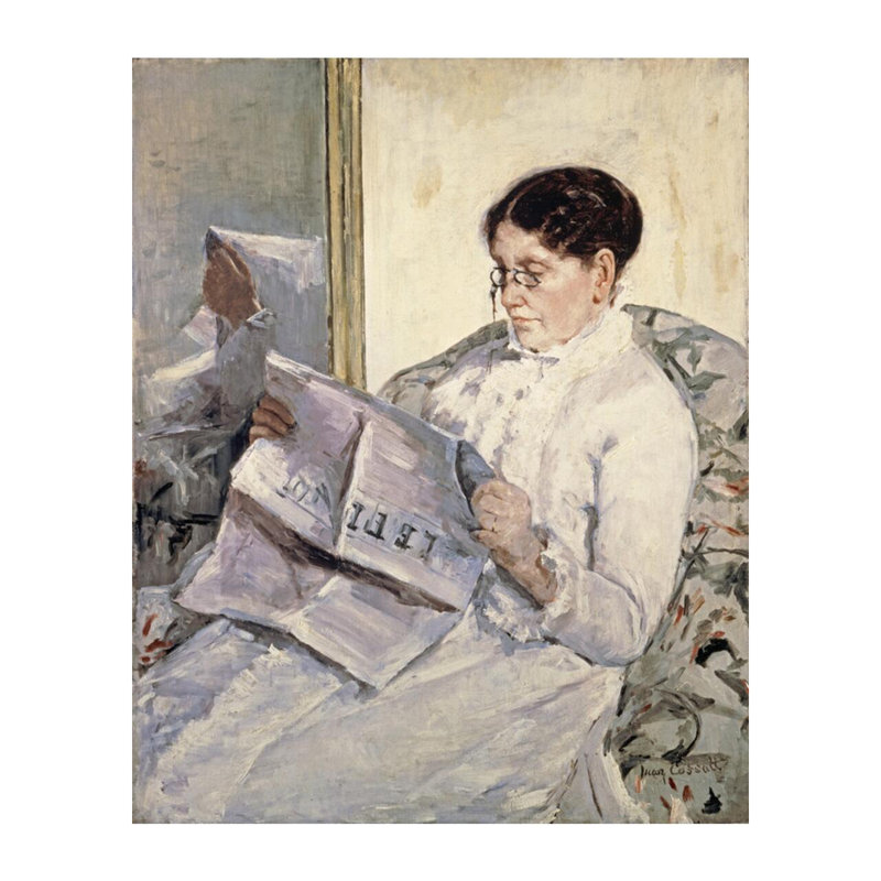 «Lecture Le Figaro» par Mary Cassatt - estampe numérique, H 20 po x l 16 po