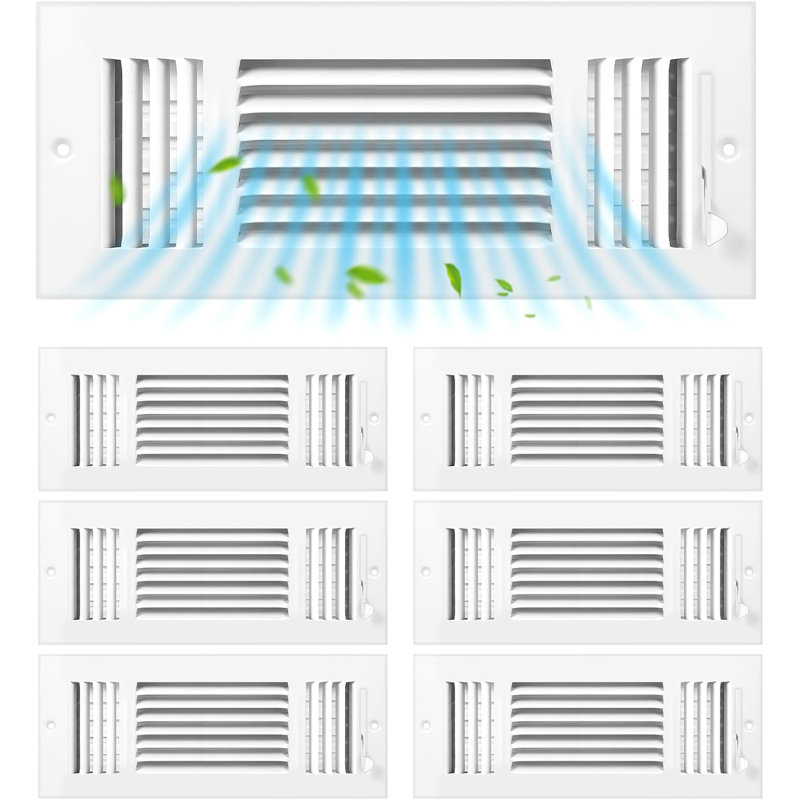 6 pièces de couverture de ventilation de plafond de taille intérieure blanche 10 x 4 pouces avec couvercle de ventilation de climatiseur mural à 3 côtés