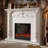 White Solid + Manufactured Wood Freestanding Fireplace