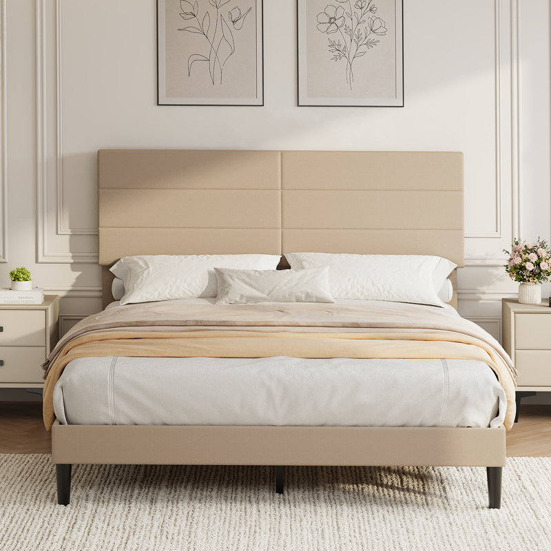 Base de lit tapissier Modern, Beige