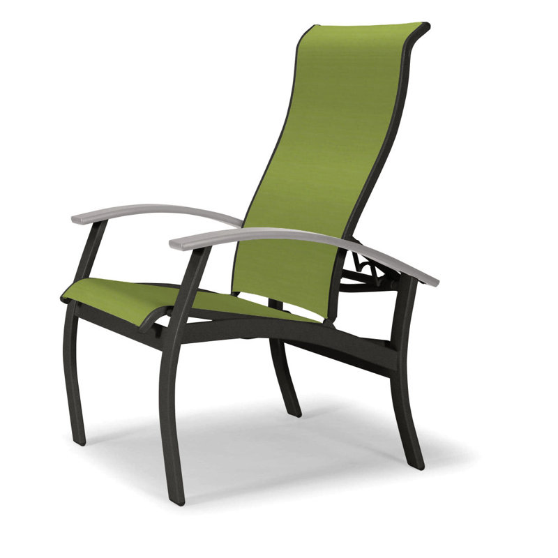 Chaise de patio Askar, Blanc, Lime 38D Sunbrella®, Graphite texturé