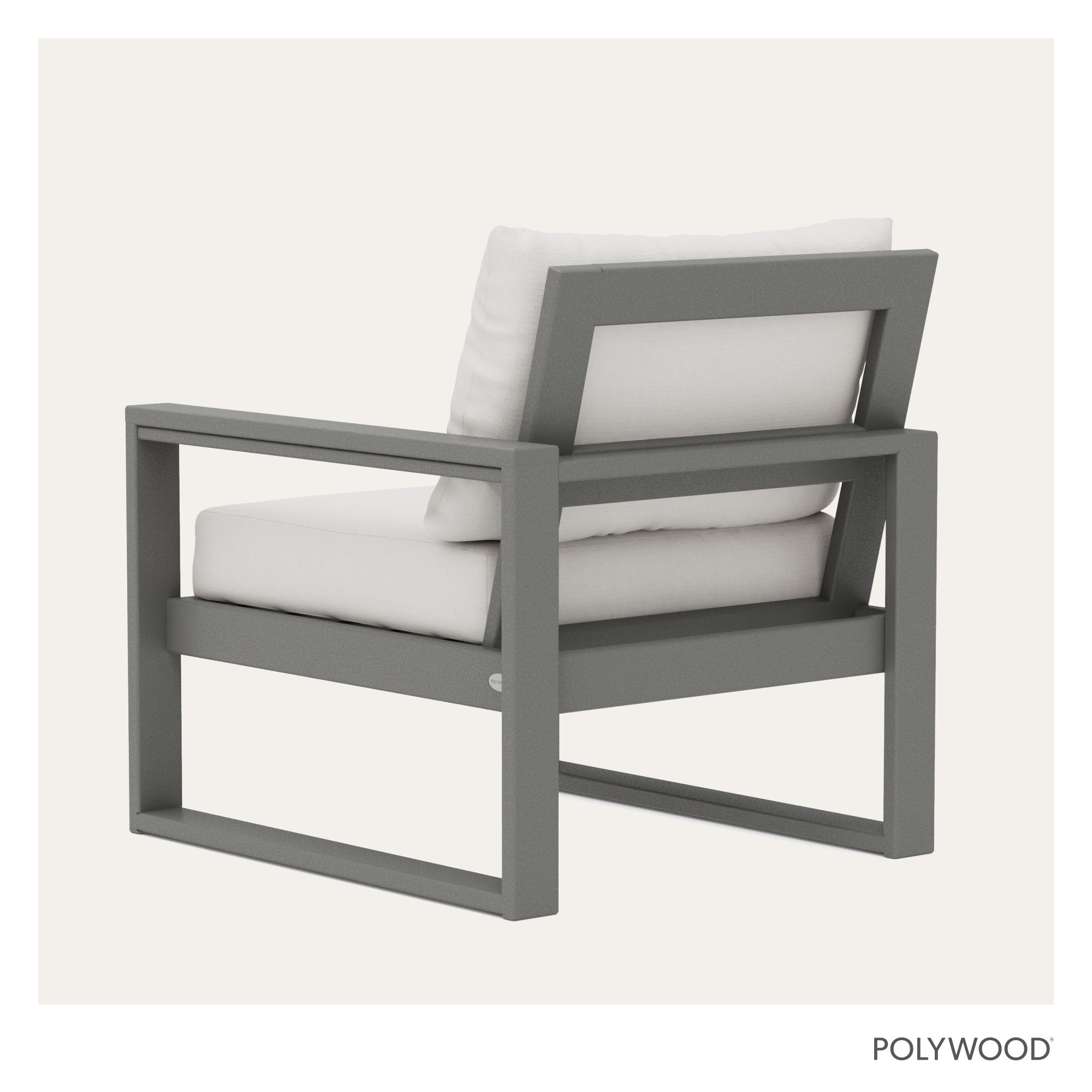 POLYWOOD Outdoor Lounge Chair, Slate Gray, Natural Linen Revolution® Microfiber