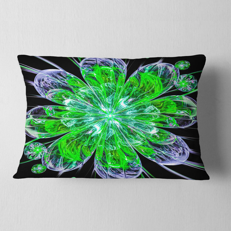 Coussin lombaire à fleurs fractales impeccable perfect, Vert / Mauve