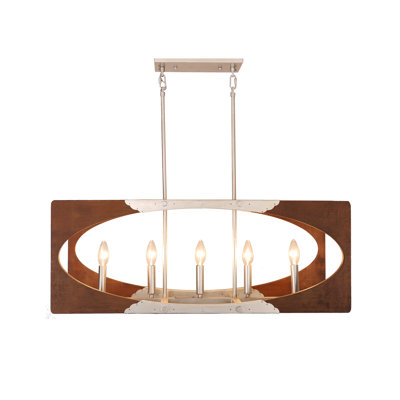 Wood Dimmable Square / Rectangle Chandelier
