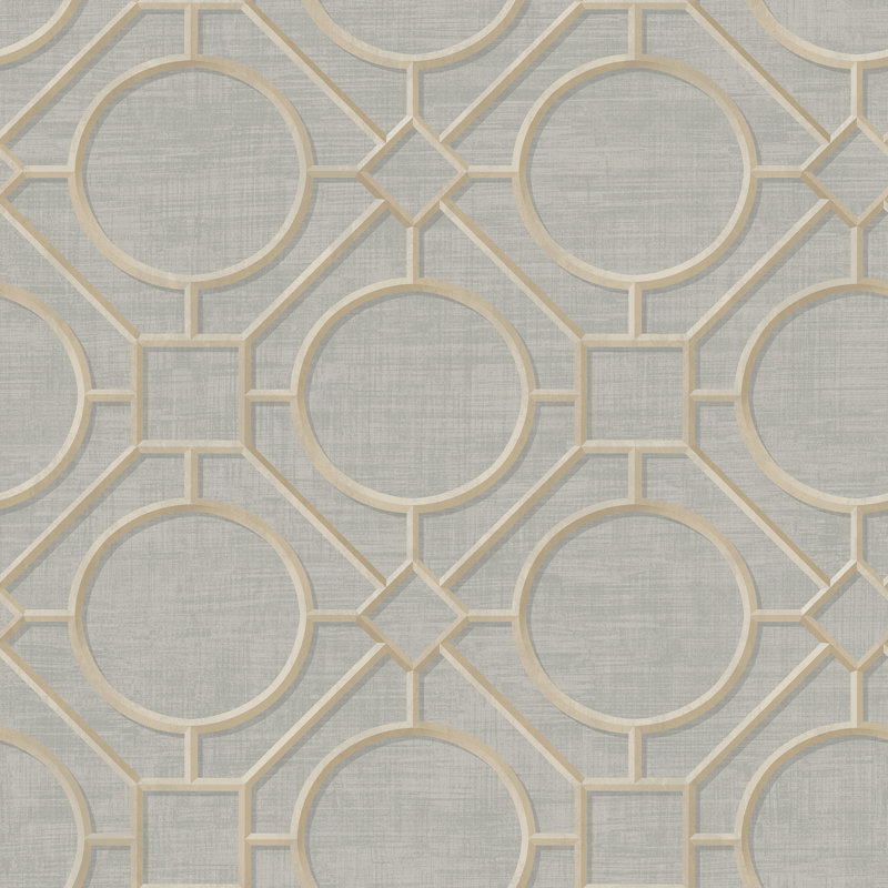 Rouleau de papier peint Caribou Silk Road L 27 pi x l 27 po, Or / Gris