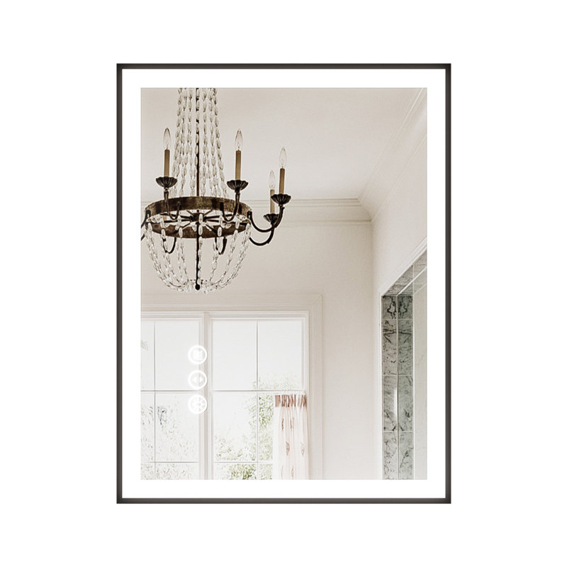 Miroir de salle de bain intelligent Smart 60 x 40 pouces avec luminosité à intensité variable durable, 3 choix de température de couleur, brouillard intégré, compatibilité avec interrupteur mural, miroir en verre incassable de 5 mm, éclairage réglable