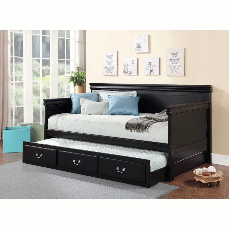Transitional Wood Frame Daybed For Your Bedroom Or Living Room, Black
