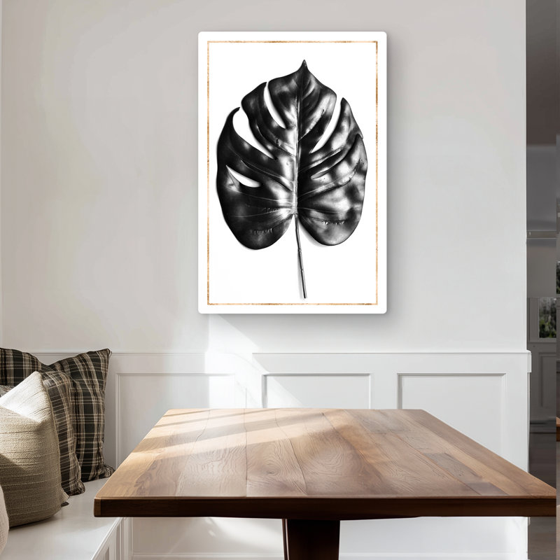 Split Leaf Philodendron Metal Print - Gold Lines Home Decor