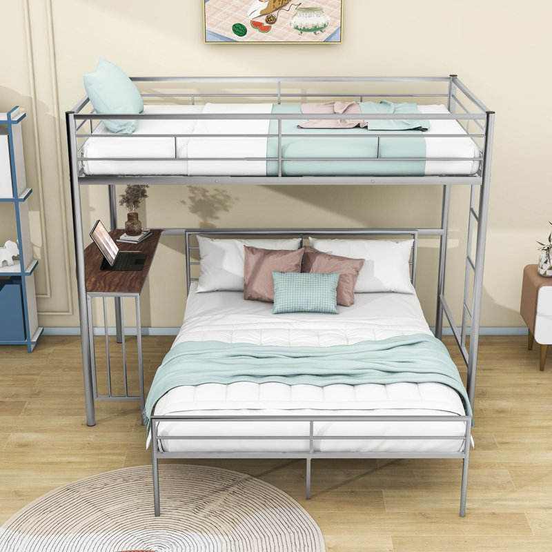 Elsah Kids Twin Over Full Bunk Bed, Silver