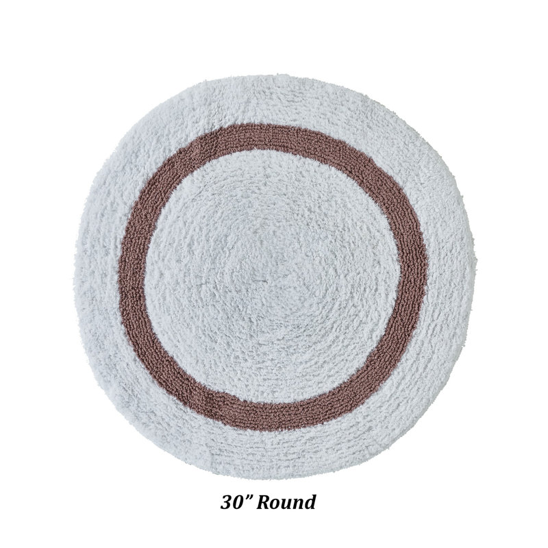 Widman 100% Cotton Tufted Reversible Bath Rug, Soft & Super Absorbent, Machine Washable Bathroom Rug for Shower, Tub & Sink Areas, 30" Round, White/Pink