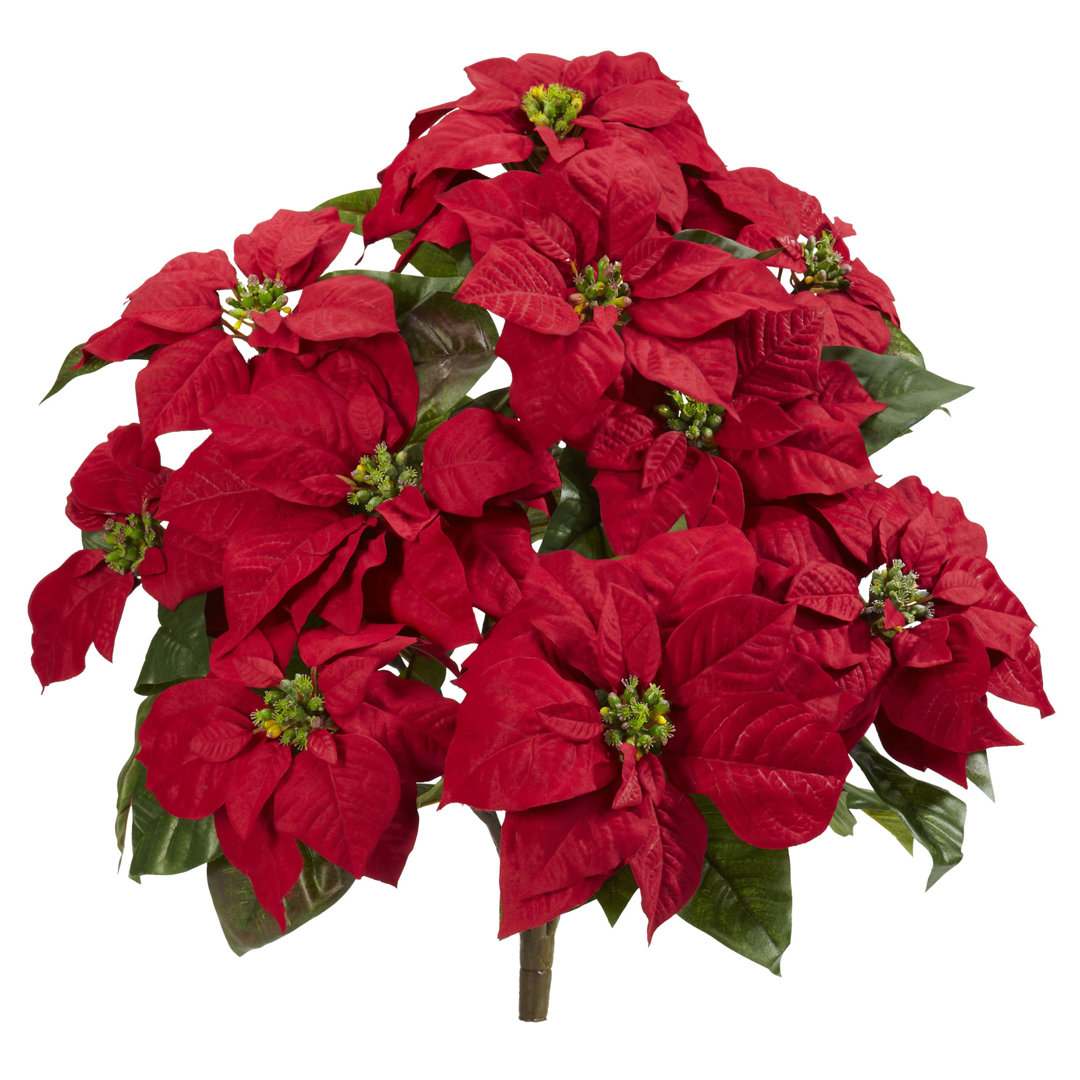 Poinsettia Floral Arrangement (Set of 2) Charlton Home® Flower 
