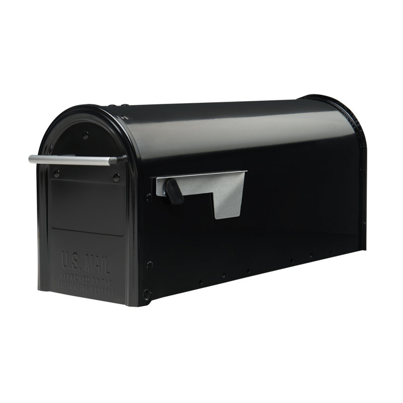 Franklin Medium, Steel, Post Mount Mailbox, Black w/Satin Nickel