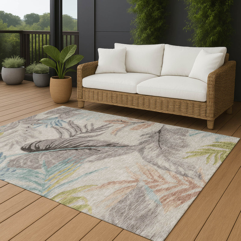Machine Washable Indoor/Outdoor Chantille ACN2768 Floral Rug, 9' x 12'