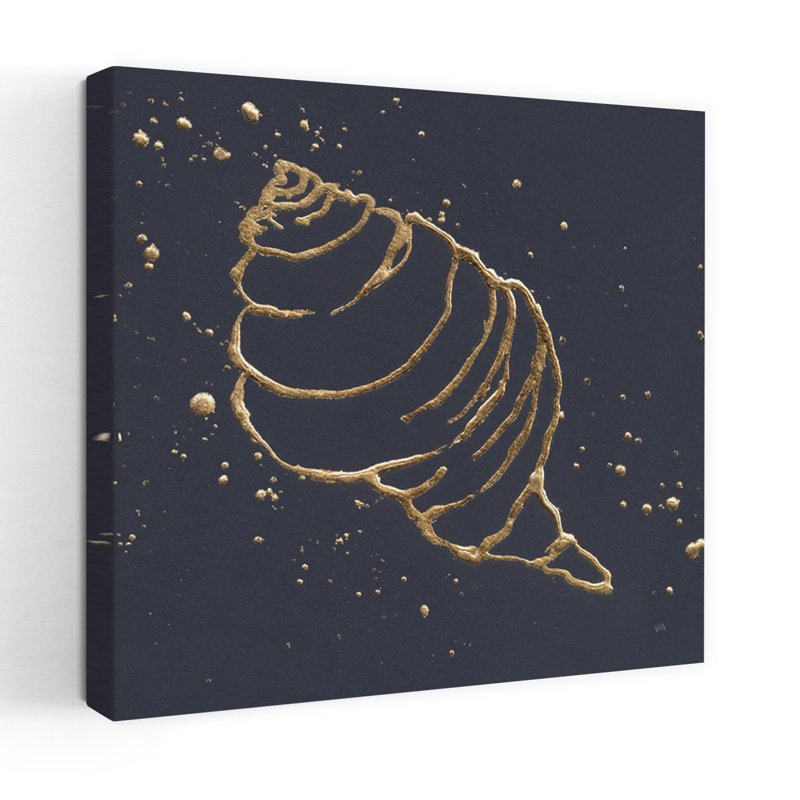 Gold Conch I Abstract Coastal Art, 18" H x 18" W