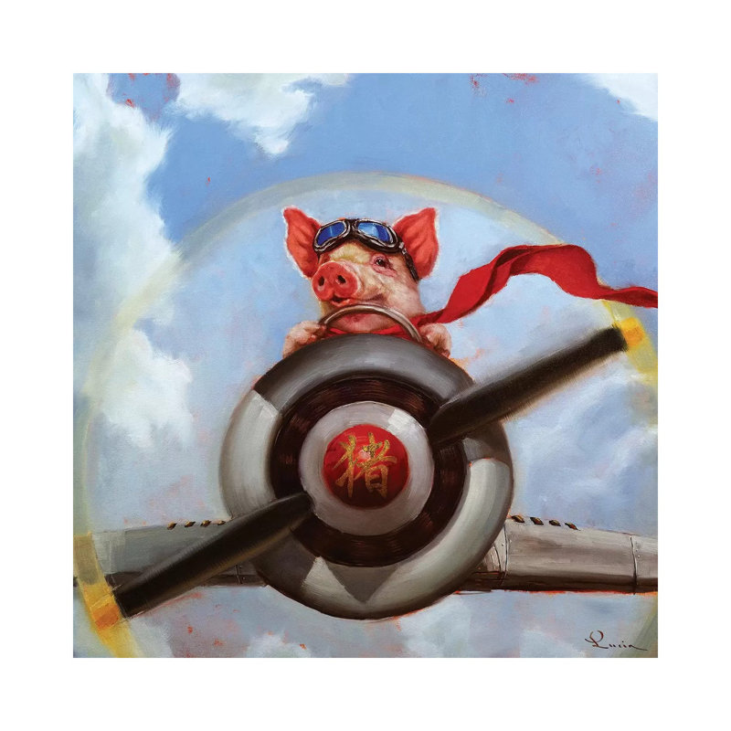 When Pigs Fly by Lucia Heffernan - Wrapped Canvas Painting, 30.48 cm H x 30.48 cm W