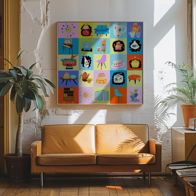"Mid century Pop" Framed Textured Wall Art