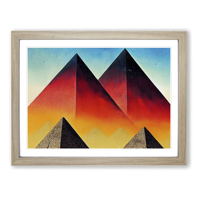 Contemporary Pyramids - Framed Print, 34cm H x 46cm W x 2cm D, Oak