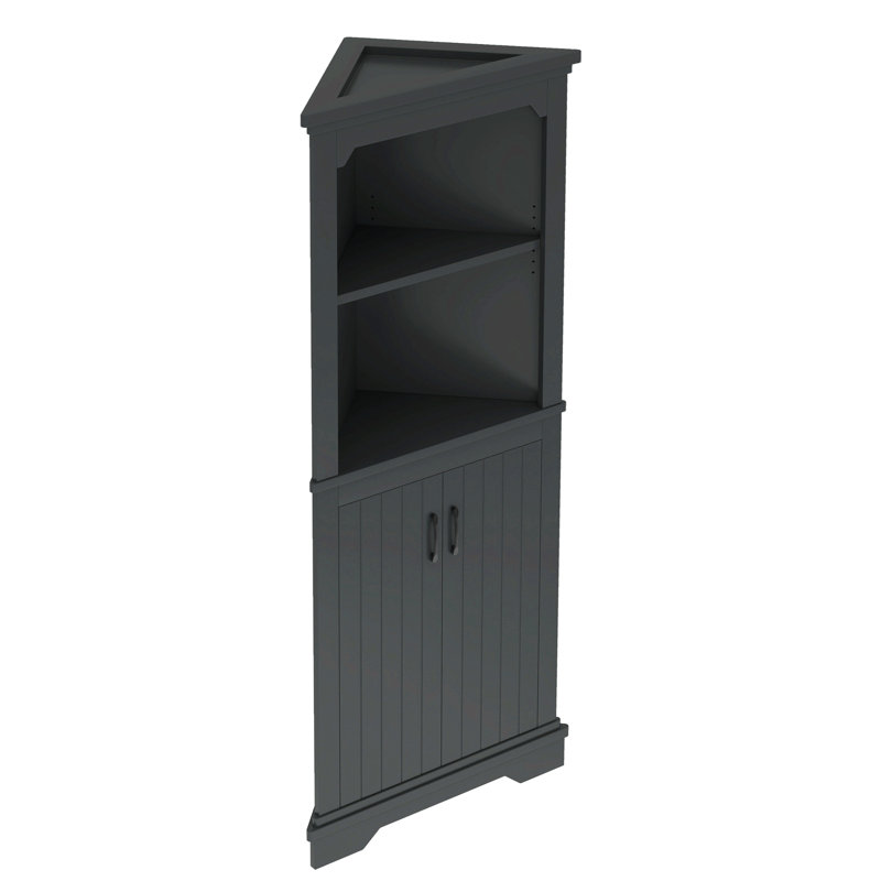 Grande armoire d'angle avec portes pour le salon, la salle de bain, la salle à manger ou la cuisine, Black