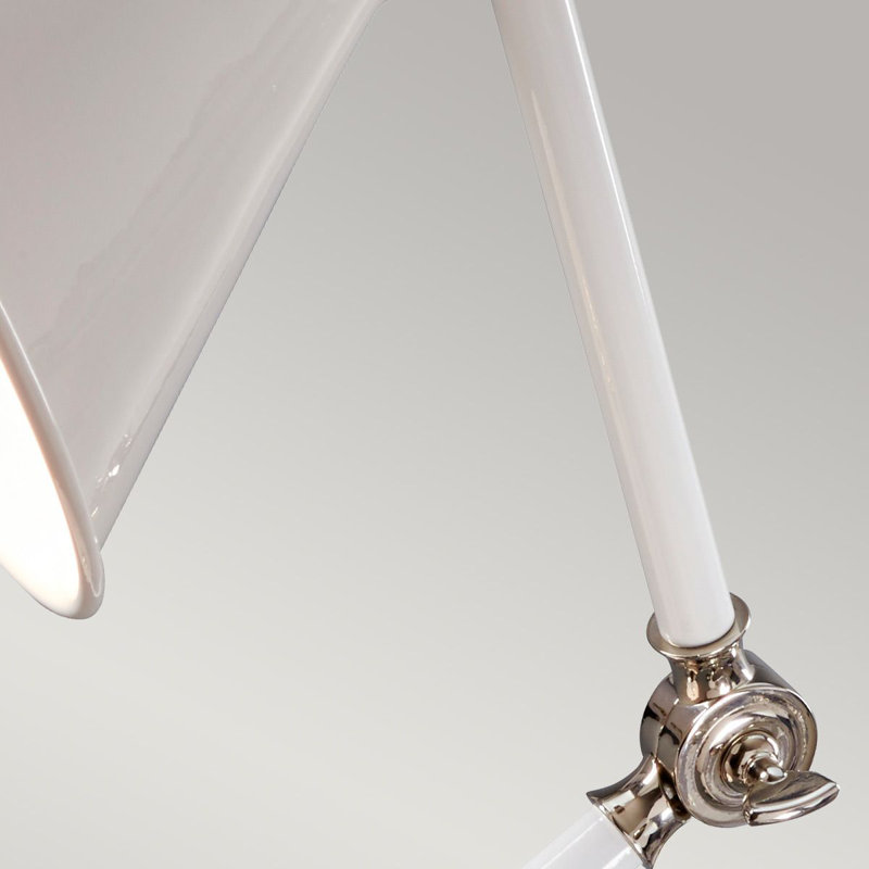 Evie Metal Desk Lamp, White/Polished nickel