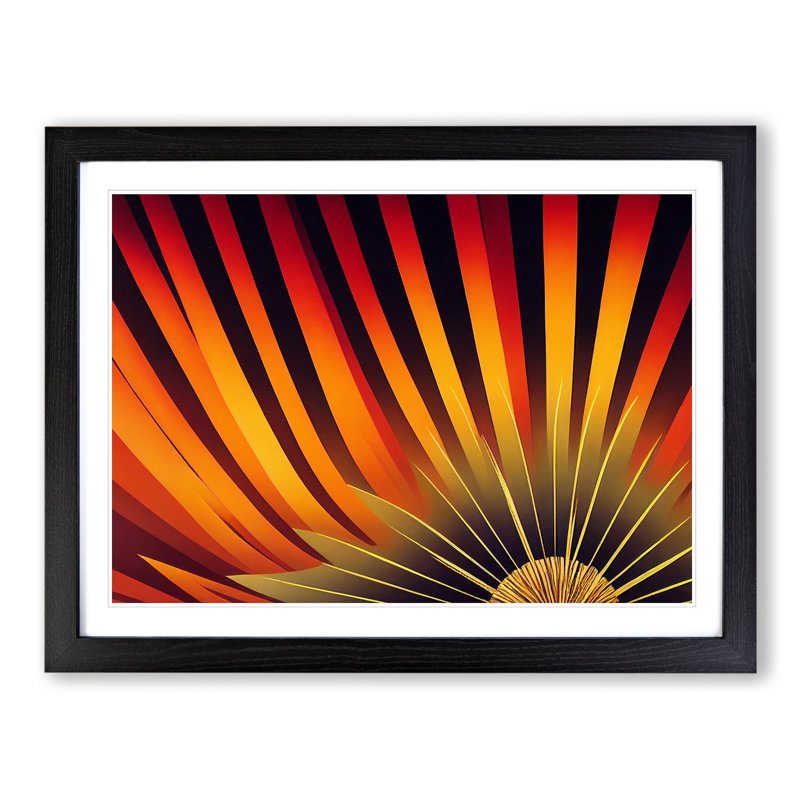 The Art Deco Sunset Abstract - Framed Print, Black, 46cm H x 64cm W x 2cm D