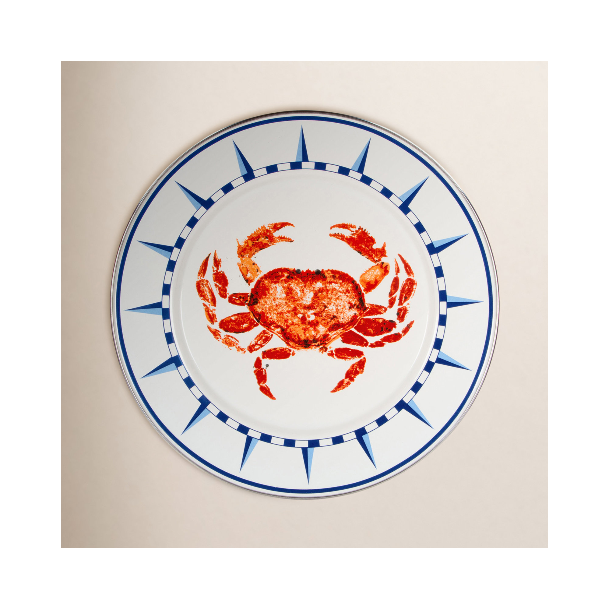 Golden Rabbit Crab House Enamel Dinner Plates