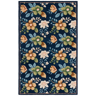 Rolman Hand Tufted Wool/Cotton Performance Floral Rug in Beige/Green/Blue