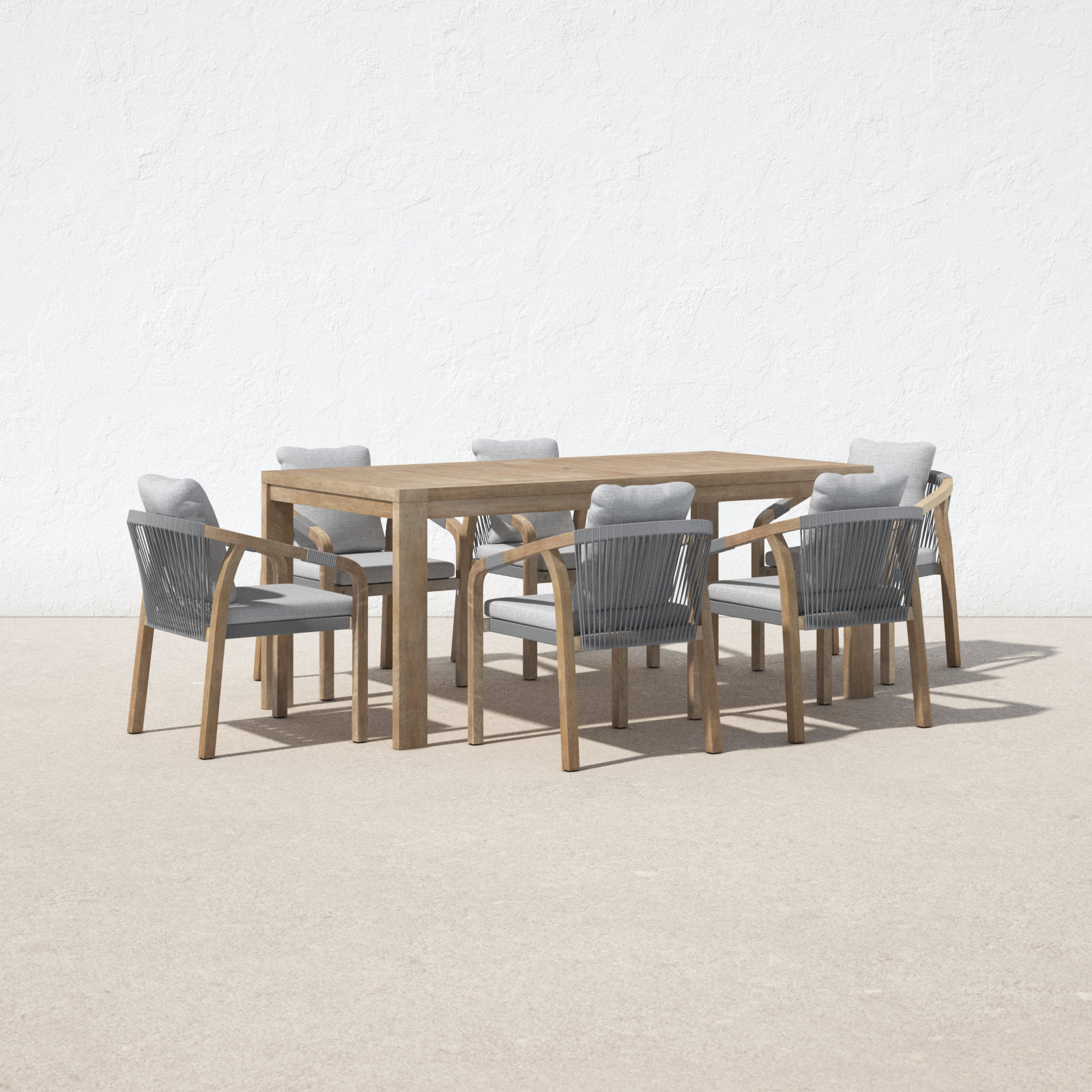 Joly 71" Acacia Patio Dining Set, Gray