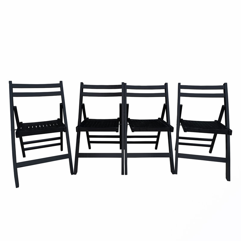 Chaise de patio pliante en peuplier, Noir